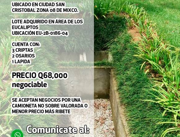 VENTA DE LOTE CEMENTERIO LOS PARQUES en Ciudad de Guatemala (Municipio)