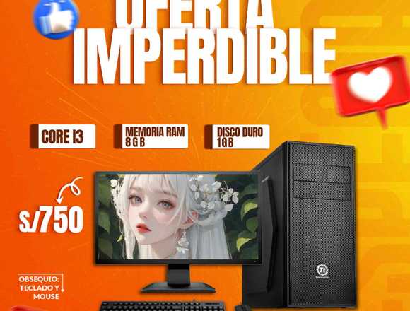 Pc + Monitor Core I3 en Lima (Lima 1) (Distrito)