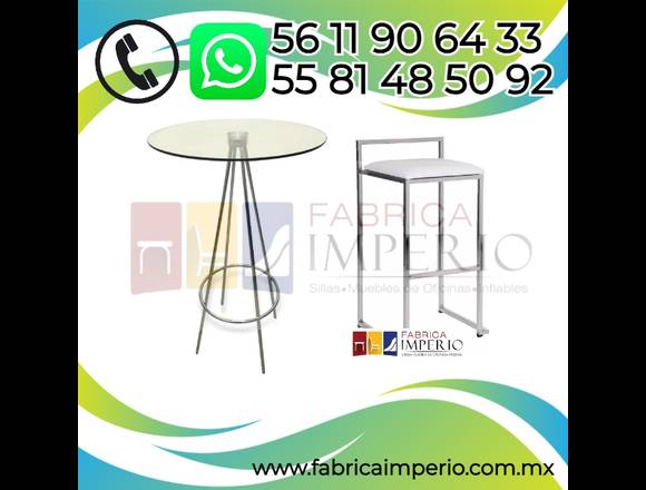 PAQUETE DE 4 BANCOS CUBO + MESA PERIQUERA CRISTAL en Iztapalapa (Municipio)