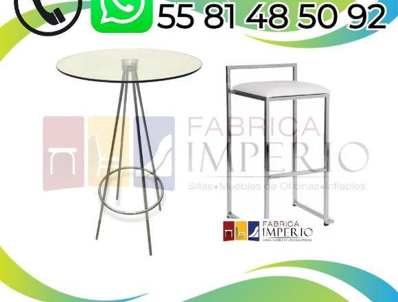 PAQUETE DE 4 BANCOS CUBO + MESA PERIQUERA CRISTAL en Iztapalapa (Municipio)
