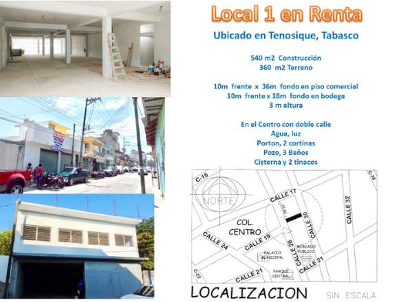 RENTA LOCAL COMERCIAL en Tenosique (Municipio)