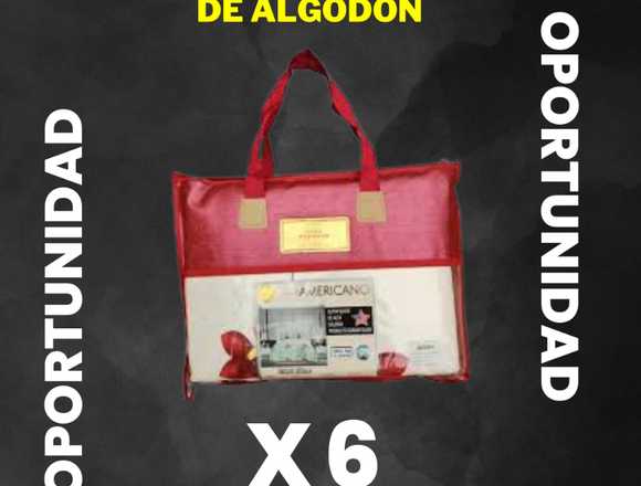 Sabanas estilo americano de algodon x 6 unidades