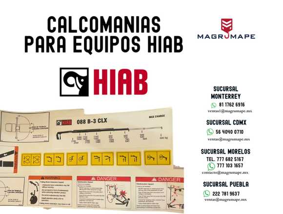 CALCOMANIAS PARA EQUIP0S HIAB en Veracruz (Municipio)