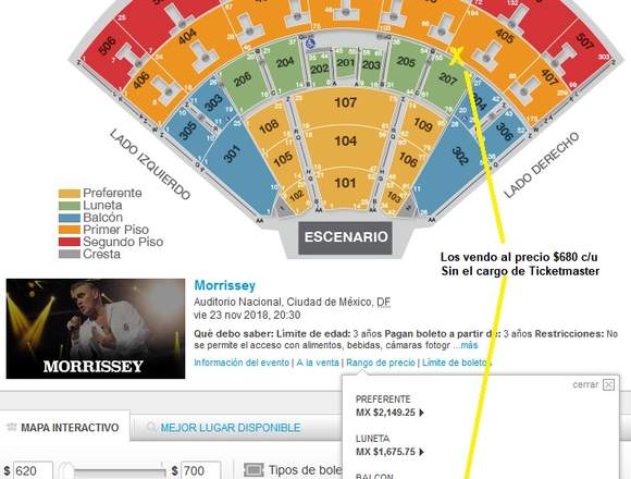 Boletos Morrissey Auditorio Nacional 23 Noviembre