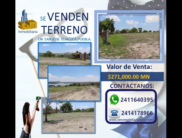 Se Vende terreno cerca de la presa de Valsequillo.