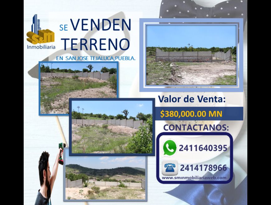 Se vende terreno bardeado en Sn jose Tejaluca, Pue