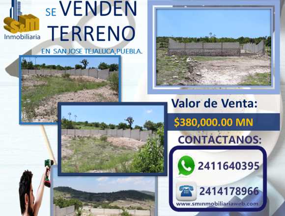 Se vende terreno bardeado en Sn jose Tejaluca, Pue en Tzicatlacoyan (Municipio)