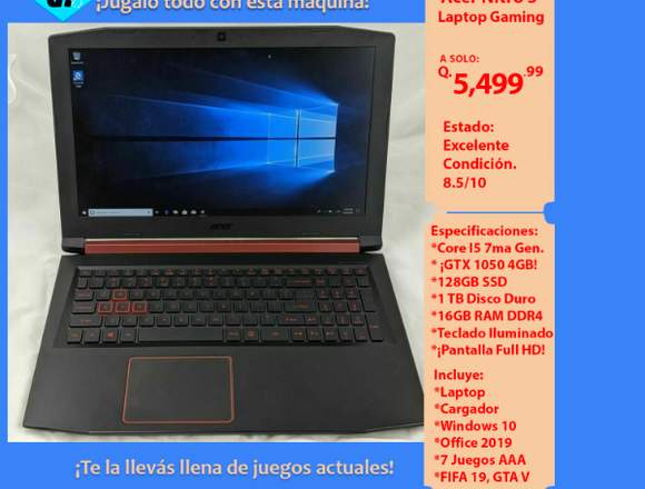 Laptop Gaming MSI, Acer, ASUS ROG, OMEN GTX 1050 en Ciudad de Guatemala (Municipio)