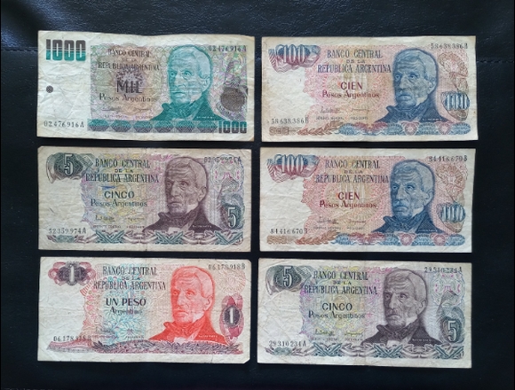 BILLETES ANTIGUOS PESOS ARGENTINOS DE $40 A $300. en Buenos Aires (Localidad)