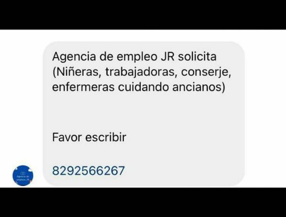 Trabajadora, Niñera, cuidadora de anscianos. en Santo Domingo de Guzmán (Municipio)