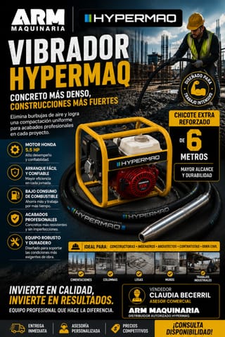 Vibrador Hypermaq para Construcción Motor Honda 5.5 HP Original