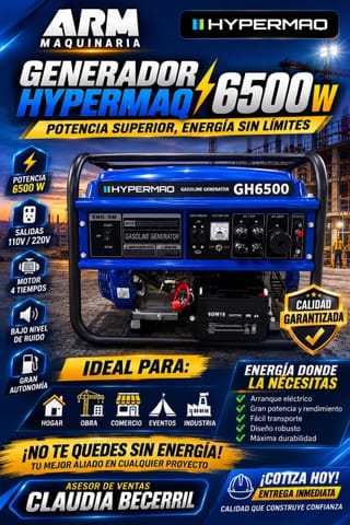 Generador Hypermaq 6500 W para herramientas eléctricas en Los Cabos (Municipio)