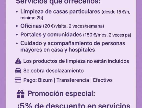 Limpieza y cuidado personas mayores en Torrelavega (Municipio)