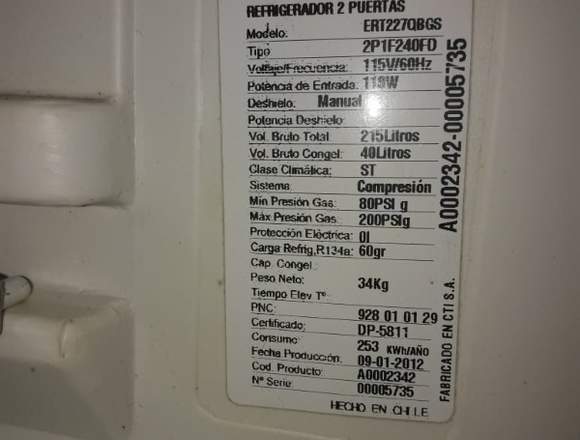 Nevera electrolux Frost flamante