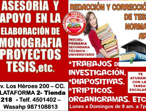 TRABAJOS ESCOLARES, UNIVERSITARIOS, ETC. en Lima (Lima 1) (Distrito)