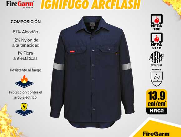 CAMISA IGNÍFUGO ANTIESTÁTICO ARCFLASH 13.9 CAL