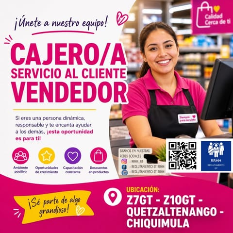 VENDEDOR CALLE CAMPO CAJERO Z10GUA XELA CHIQUIMULA en Mixco (Municipio)