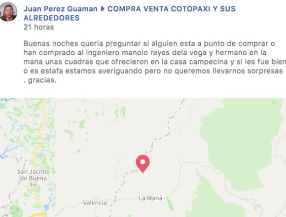 TERRENOS EN LA MANA en Latacunga (Cantón)