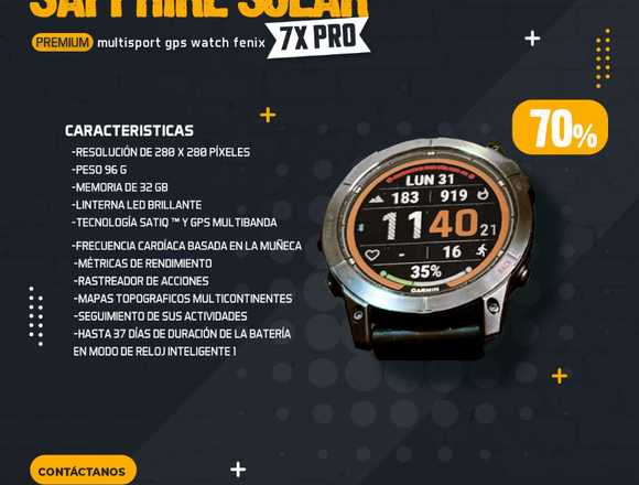 🔥​RELOJ GARMIN SAPPHIRE SOLAR 7XPRO⌚☀️📲 en Ate (Lima 3) (Distrito)