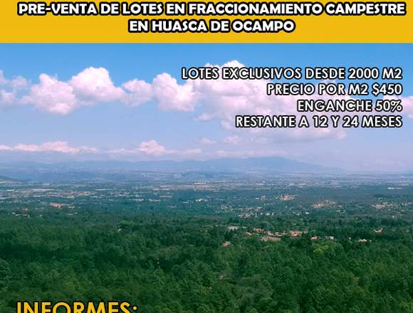 OFERTA TERRENO EN BOSQUE DE HUASCA DE OCAMPO en Huasca de Ocampo (Municipio)