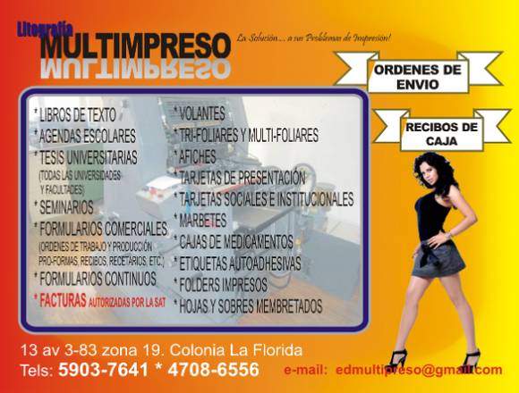 Impresión de ordenes de entrega o de trabajo en Ciudad de Guatemala (Municipio)