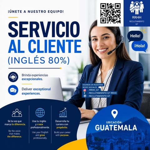 SERVICIO AL CLIENTE EN INGLES CALL CENTER INGLES GUATEMALA en Zuníl (Municipio)