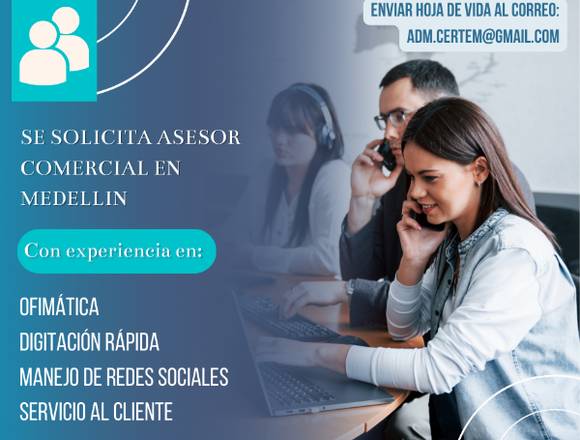 ASESORA COMERCIAL Y VENTAS en Medellín (Municipio)