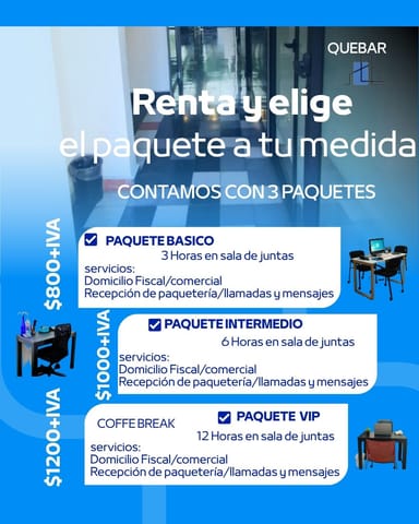 RENTA Y ELIGE EL PAQUETE A TU MEDIDA OFICINAS VIRTUALES QUEBAR en Miguel Hidalgo (Municipio)