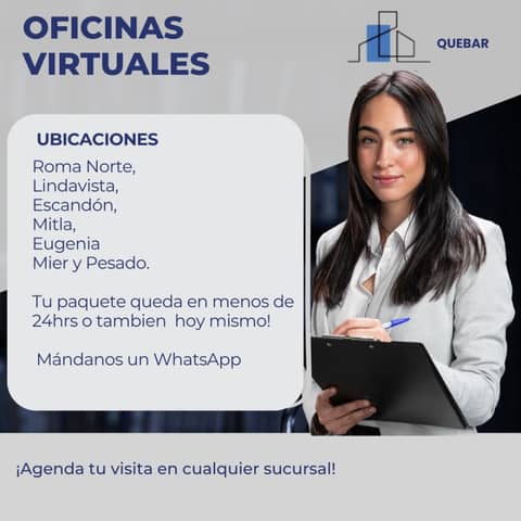 EN QUEBAR OFICINAS VIRTUALES ADQUIERES SERVICIOS CON PRECIOS BAJOS