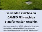 SE VENDE 2 NICHOS EN CAMPO FE HUACHIPA en Lince (Lima 14) (Distrito)