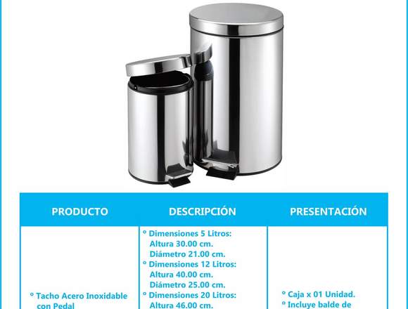 Tacho Acero Inoxidable Con Pedal Y Balde