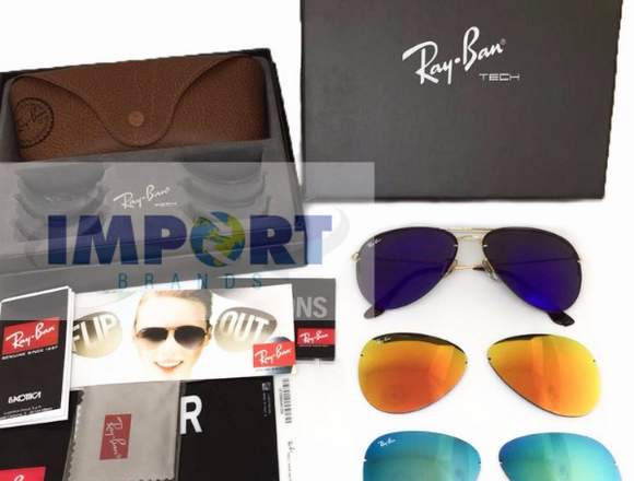 gafas ray ban aviador flipout 3460 3 kits de lente en Medellín (Municipio)