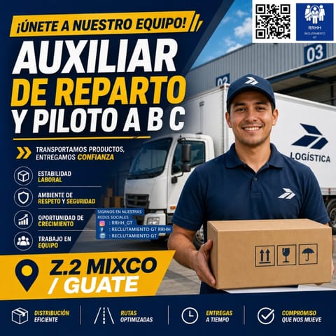 AUXILIARES DE BODEGA MIXCO AUXILIARES DE CAMION REPARTO RUTA en Ciudad de Guatemala (Municipio)