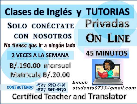CURSOS DE INGLÉS Y AFIANZAMIENTO ESCOLAR en Panamá (Distrito)