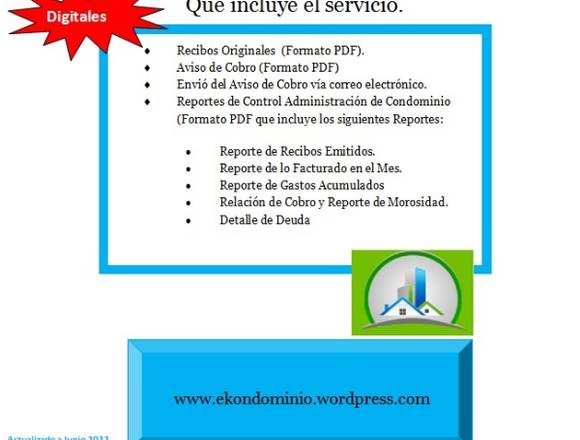 Recibos de Condominio. Elaboracion. en Falcón (Municipio)