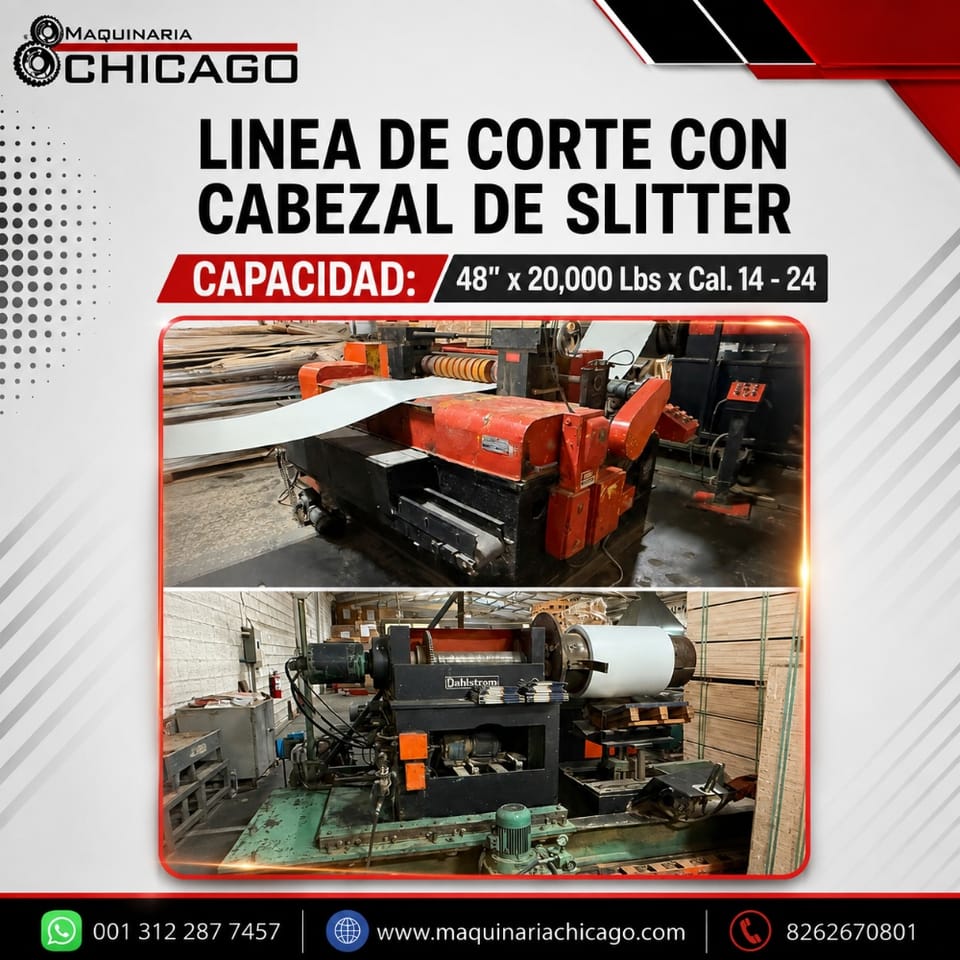 LINEA DE CORTE DAHLSTROM CON CABEZAL DE SLITTER 48" x 20,000 Lbs x C en San Marcos (Municipio)