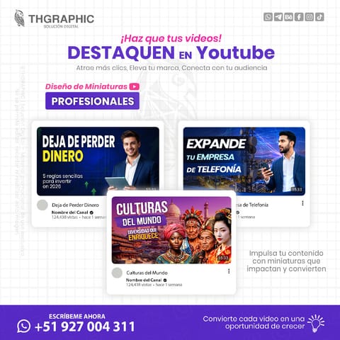 Diseño de miniaturas para mejorar tu canal de YouTube en Lima (Lima 1) (Distrito)