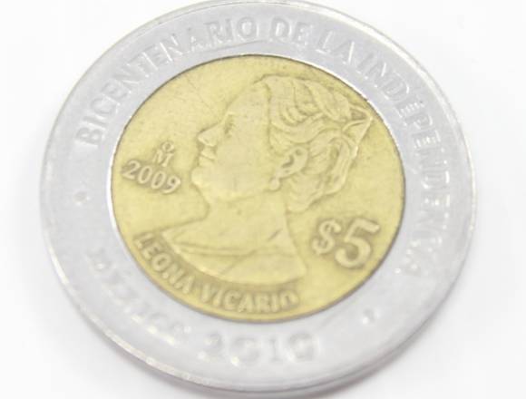Leona Vicario 5 Pesos Bicentenario Independencia en Toluca (Municipio)