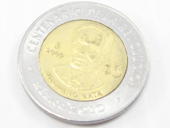 Filomeno Mata 5 Pesos Moneda Centenario Rev Mex en Toluca (Municipio)