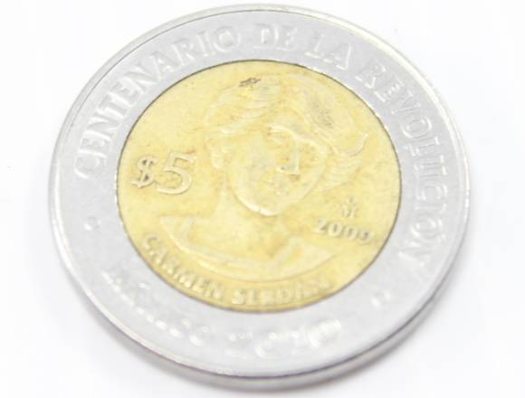 Carmen Serdan 5 Pesos Centenario Revolucion Usado en Toluca (Municipio)