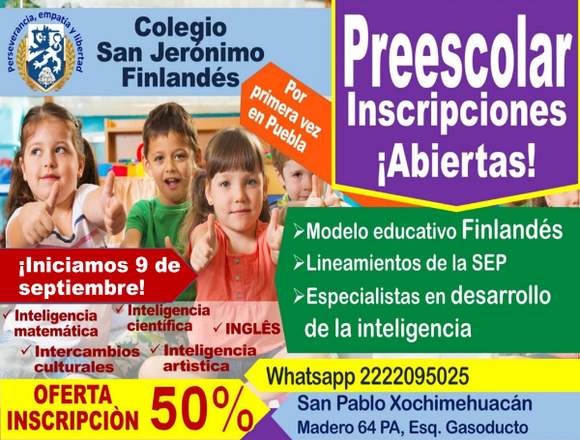 PREESCOLAR SAN JERÓNIMO FINLANDÉS EN XOCHIMEHUACÁN en Puebla (Municipio)