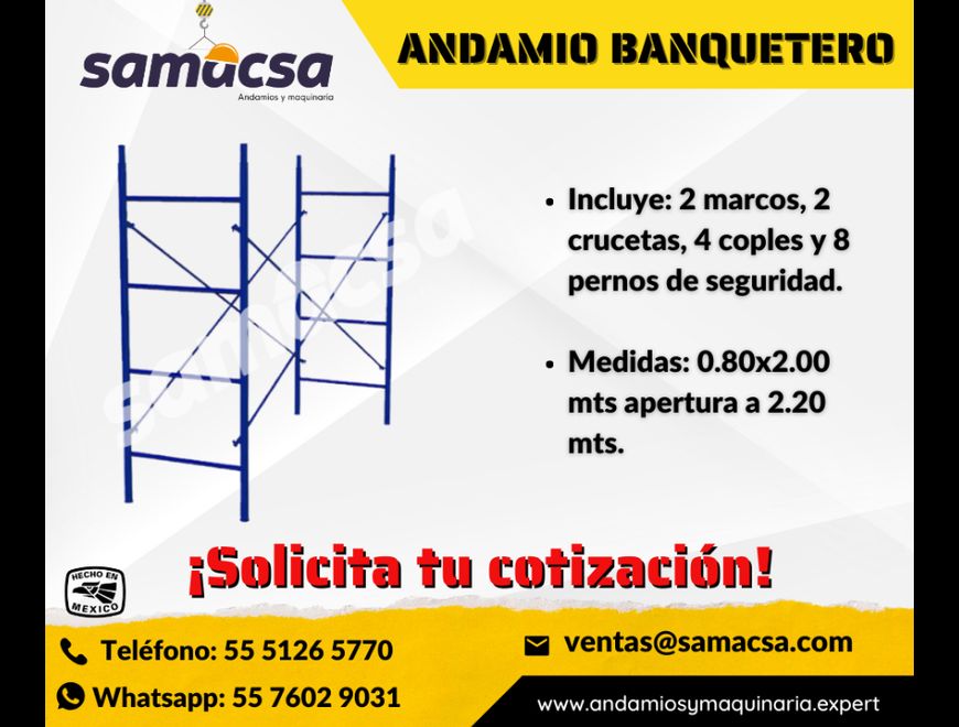 CUERPO DE ANDAMIO BANQUETERO DE 0.80 X 2.00 M