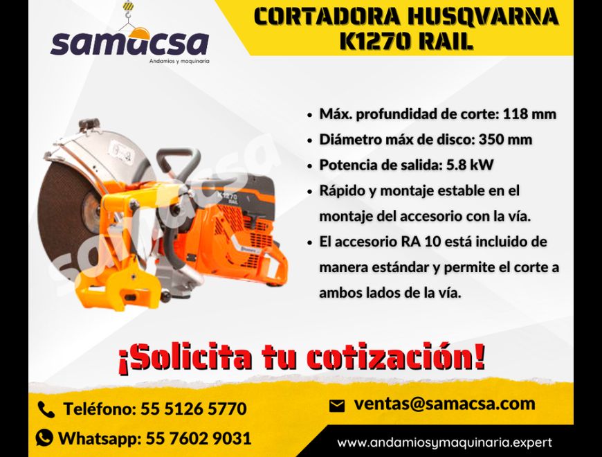 CORTADORA HUSQVARNA K 1270 RAIL PARA RIELES
