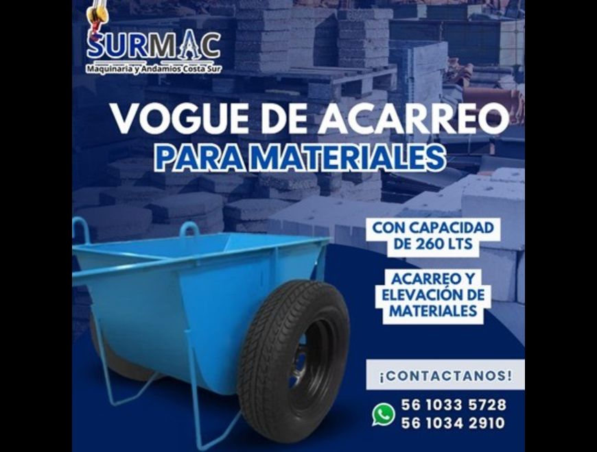 Vogue de Acarreo para Materiales (260 Lts) en Ecatepec de Morelos (Municipio)