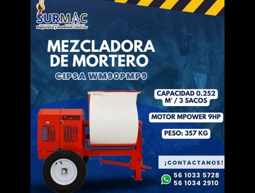 MEZCLADORA DE MORTERO CIPSA WM90PMP9 en Ecatepec de Morelos (Municipio)
