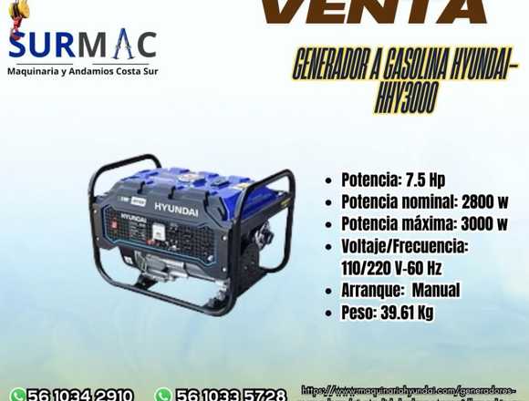 Generador a Gasolina HYUNDAI-HHY3000 en Ecatepec de Morelos (Municipio)