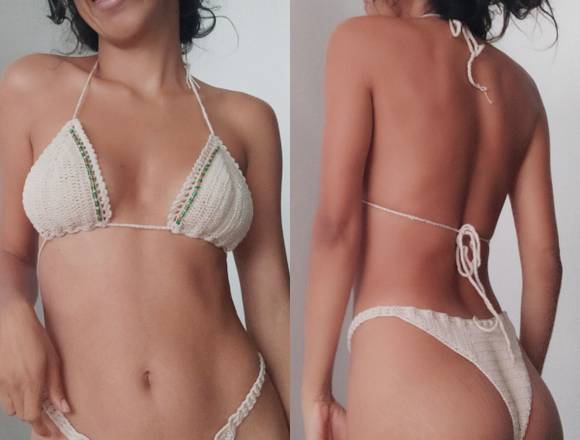 Bikinis y crop top tejidos