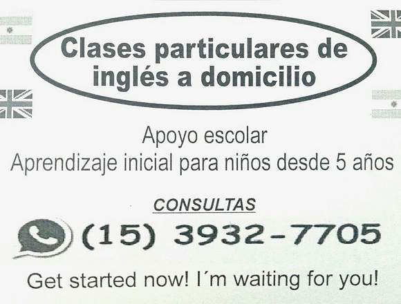 Clases particulares de inglés a domicilio en Lago Buenos Aires (Localidad)