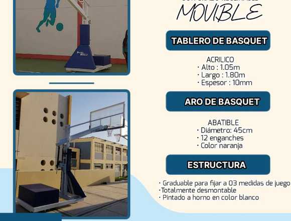 TABLERO DE BASQUET - MOVIBLE - MOBEL SPORT´S en Lima (Lima 1) (Distrito)