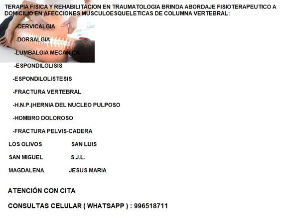 Dolor de Columna Vertebral-SMP-LOS OLIVOS-SAN LUIS en Carmen de la Legua Reynoso (Callao 3) (Distrito)
